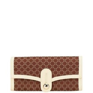 Celine Macadam long wallet brown Ivory White canvas leather